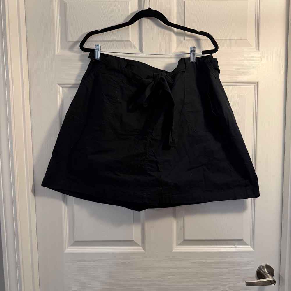 Lane Bryant Venezia Utility Skirt Black 26 Plus Size Tie Waist Casual Workwear